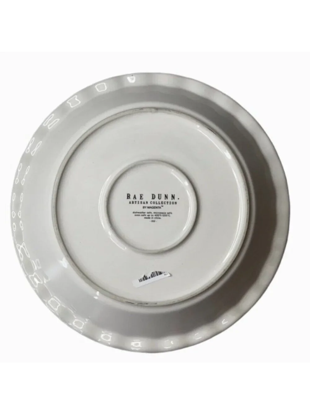 Rae Dunn Artisan Collection White Pumpkin Pie Plate